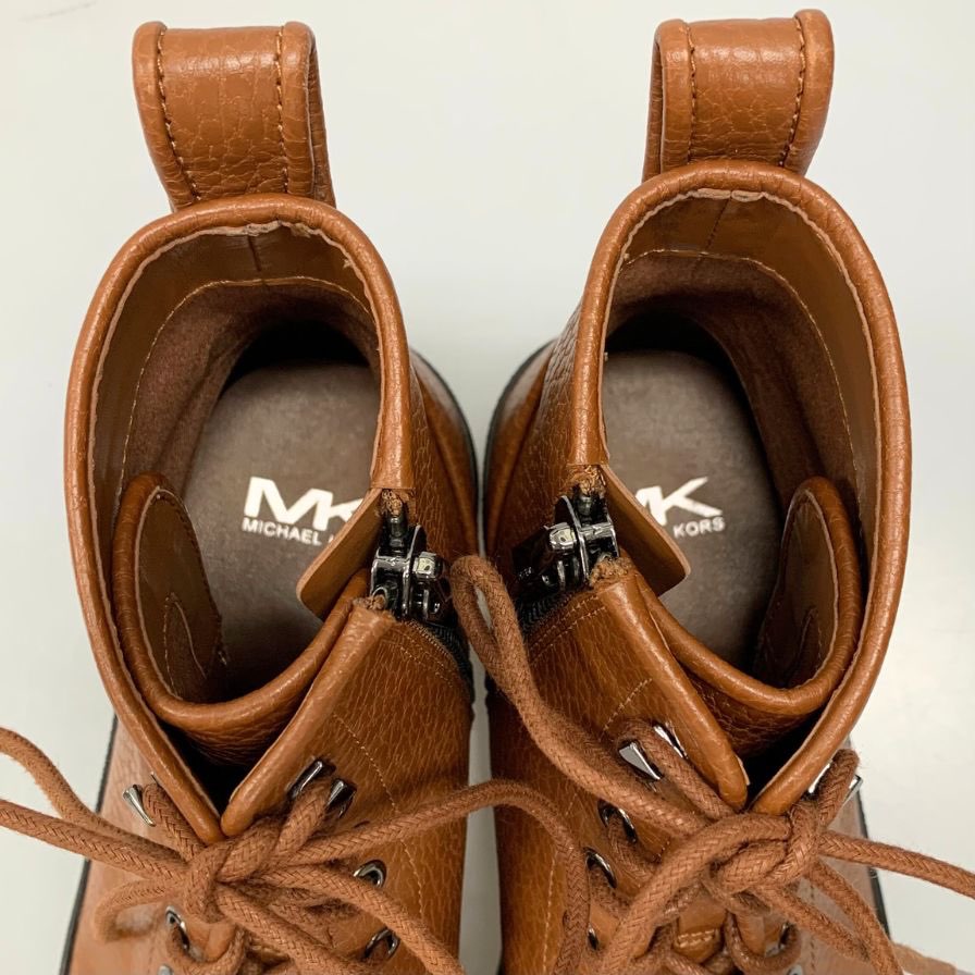 マイケルコース サイドジップ ワークブーツ HY20H ブラウン サイズ9 メンズ レースアップ MICHAEL KORS 約27.0cm【AFC41】