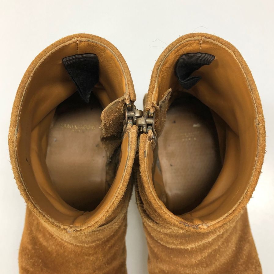 サンローラン ハーネスブーツ ワイアット スエード メンズ ブラウン サイズ43 saint laurent paris 約27.5cm【AFC45】