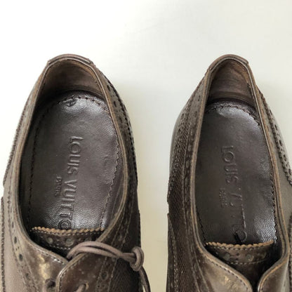ルイヴィトン グレインレザー ウイングチップ レースアップシューズ ST1019 メンズ サイズ6.5M ブラウン Louis Vuitton 約25.5cm【PTM2】