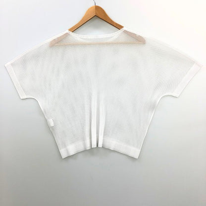 極美品◆プリーツプリーズ イッセイミヤケ メッシュ カットソー レディースサイズ3 ホワイト PLEATS PLEASE ISSEY MIYAKE 【AFB26】