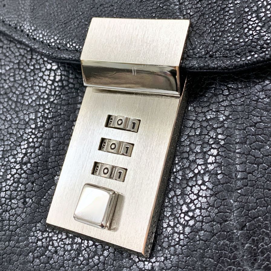 ノーブランド ハンドバッグ エレファント レザー 象 本革 ブラック シルバー金具【AFE3】
