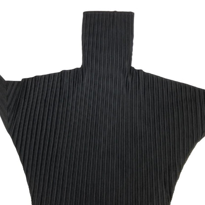 美品◆プリーツプリーズ カットソー PP43-FT362 ハイネック ポリエステル レディース ブラック サイズ3 PLEATS PLEASE 【AFB5】