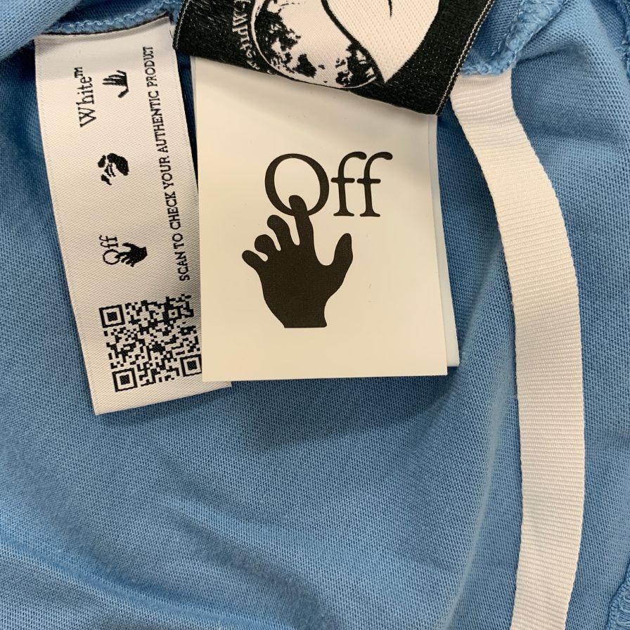 極美品◆オフホワイト グラフィック ロゴTシャツ 23SS OWAA089S23JER017 メンズ サイズL ブルー  OFF-WHITE 【AFB19】