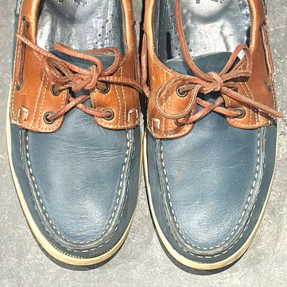 パラブーツ レザーデッキシューズ バース ブルーブラウンコンビ  メンズ UK8 PARABOOT デッキシューズ 約26.5cm【LA】【中古】