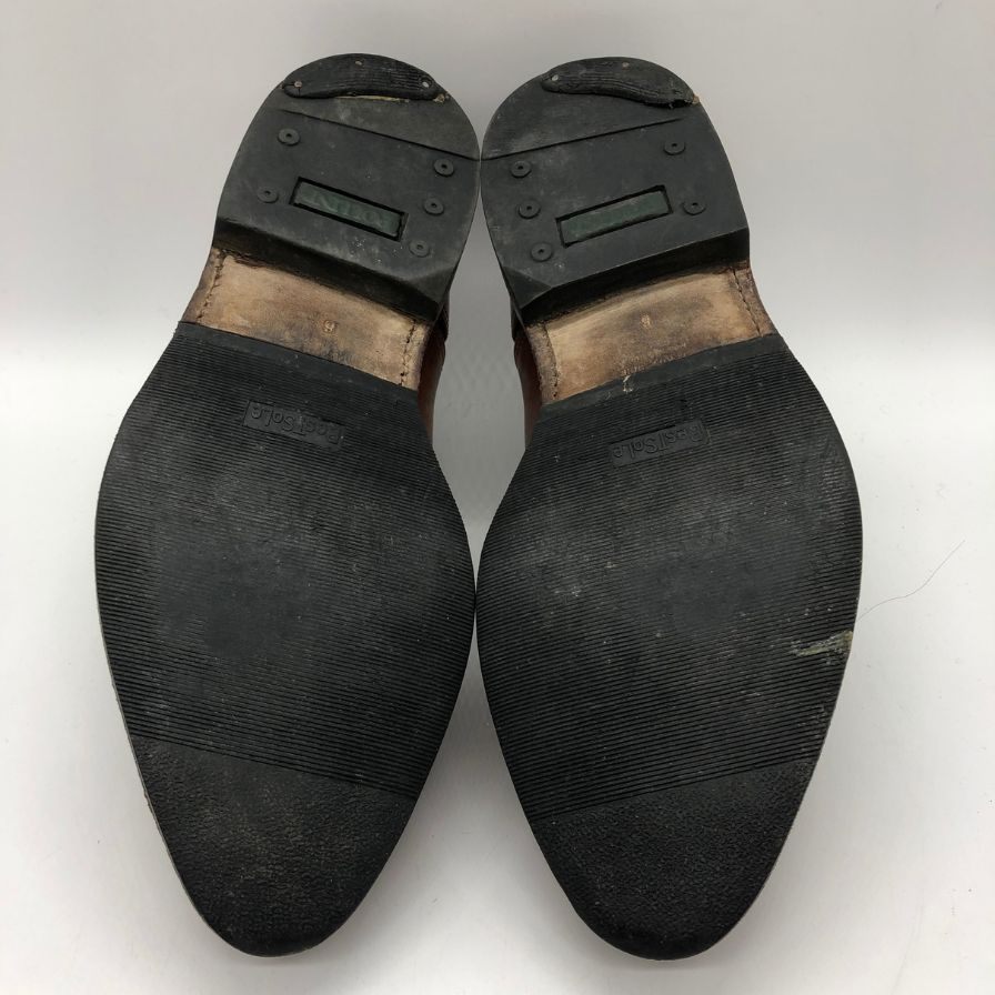 ポリーニ レザーシューズ プレーントゥ クロコ×カーフコンビ メンズ ブラウン サイズ6  POLLINI 約25.0cm【PTM3】
