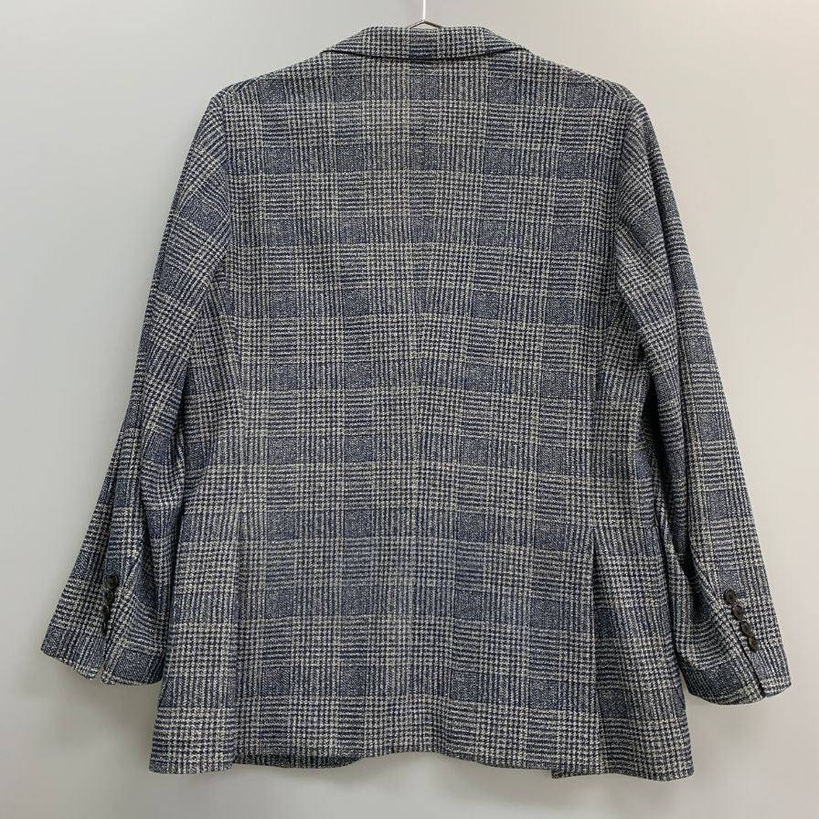 美品◆マッキントッシュ ロンドン コットン混合 テイラードジャケット ラニフィーチョ ローマ生地 メンズ サイズ 36 チェック ブルー系 MACKINTOSH LONDON 【AFA18】