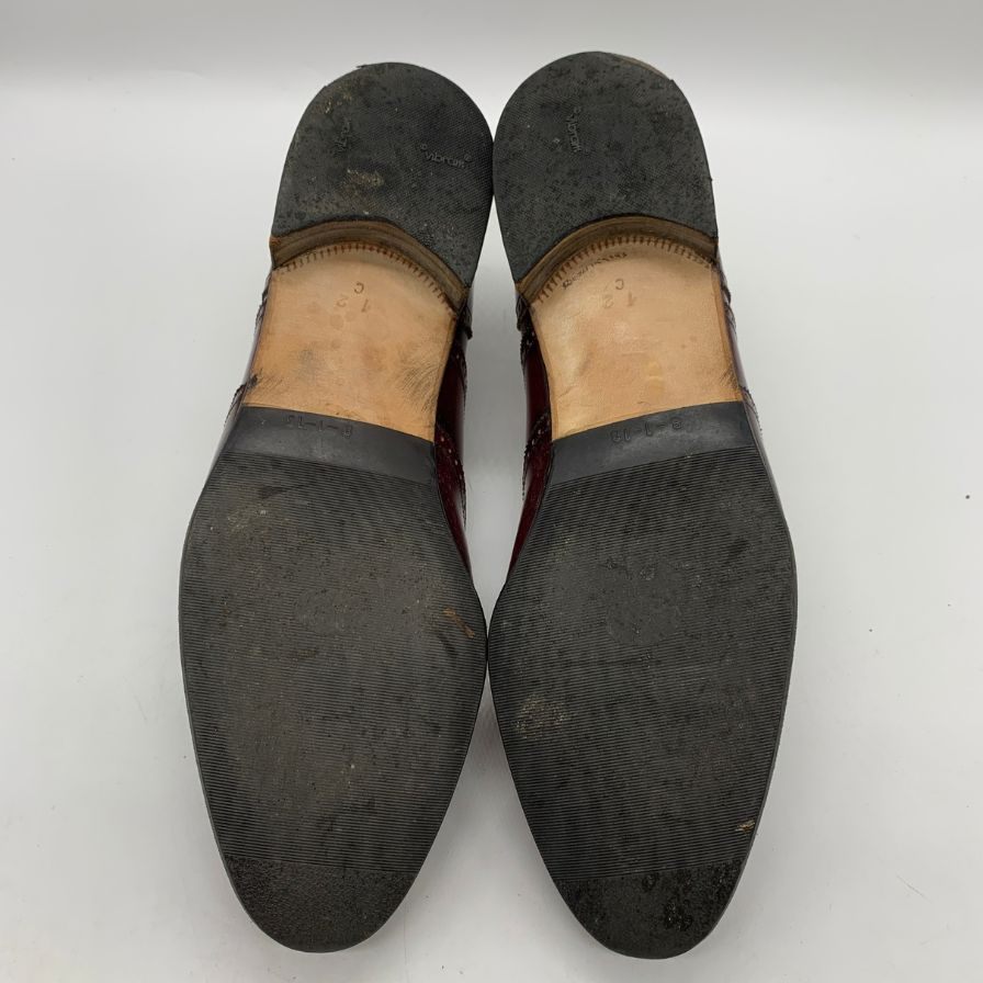 サルヴァトーレフェラガモ レザーシューズ フルブローグ ガラスレザー バーガンディ メンズ サイズ12C Salvatore Ferragamo 約30.0cm【AFC1】