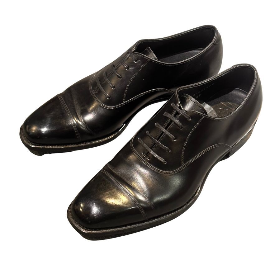 三陽山長 友也 ストレートチップ カーフ ブラック サイズUK6 ビジネスシューズ 約24.0cm【LA】【中古】