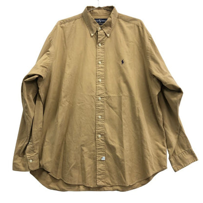 美品◆ラルフローレン ボタンダウンシャツ 90S ベージュ メンズ サイズXL Ralph Lauren 【AFB9】