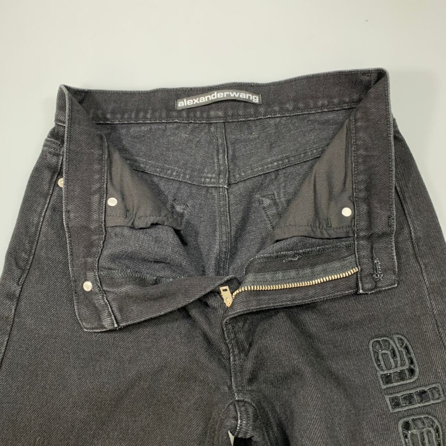 アレキサンダーワン デニムパンツ ロゴ ブラック メンズ サイズ24 alexander wang 【AFB32】