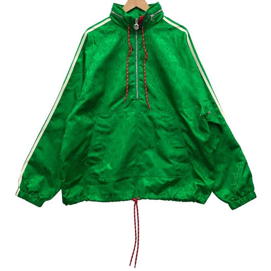 極美品◆グッチ × アディダス ジャケット 22SS マクロGG 696651 ハーフジップ グリーン サイズ50 メンズ Gucci×adidas 【AFB48】
