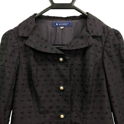 極美品◆エムズグレイシー 長袖ワンピース パールボタン ブラック レディース サイズ36 M'S GRACY 【AFB38】