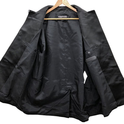 美品◆トム フォード ステンカラー コート シルク100% レディース サイズS ブラック TOM FORD 【AFB7】