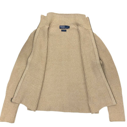 美品◆ポロ ラルフローレン ドライバーズニット メンズ ベージュ サイズL POLO by Ralph Lauren 【AFB16】