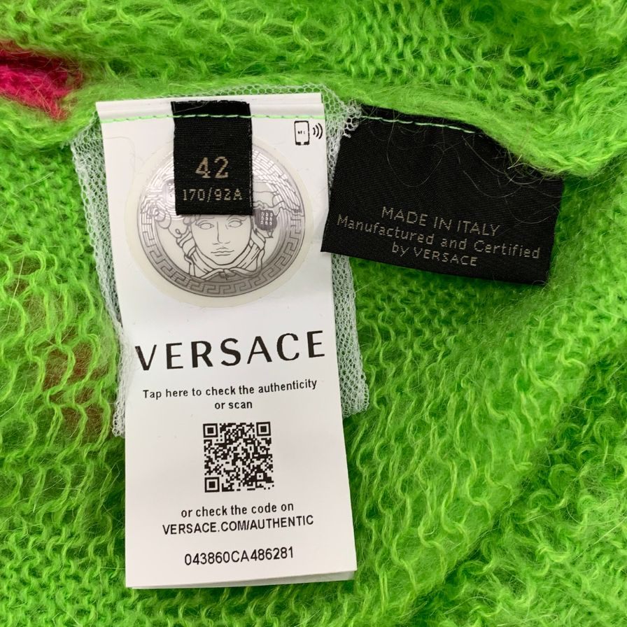 極美品◆ジャンニ ヴェルサーチ セーター モヘア混 ネオンカラー レディース サイズ42 グリーン GIANNI VERSACE 【AFB12】
