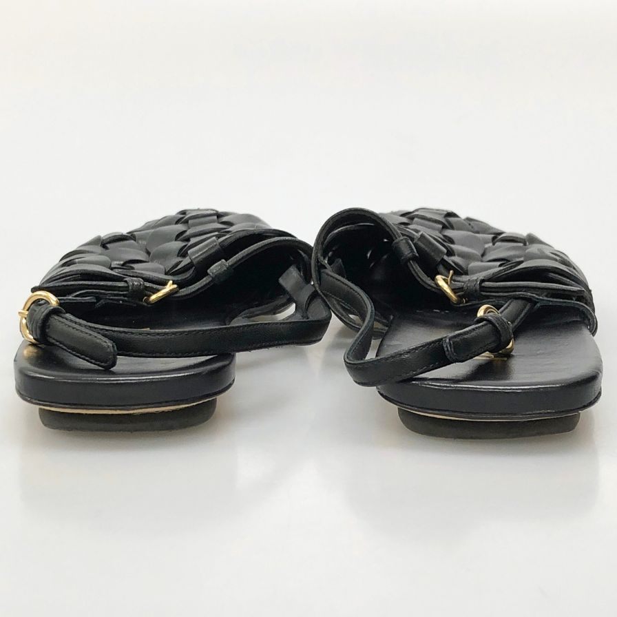 プラダ 編み込みサンダル 1S207M レディース サイズ36.5 ブラック PRADA 約23.0cm【AFC29】