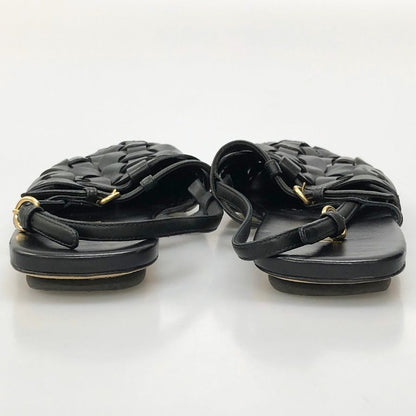 プラダ 編み込みサンダル 1S207M レディース サイズ36.5 ブラック PRADA 約23.0cm【AFC29】
