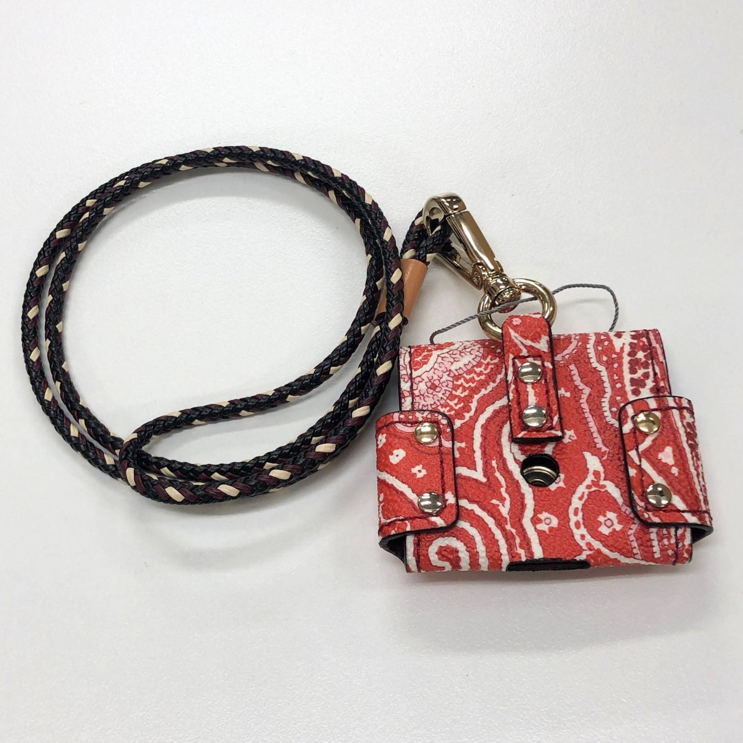 エトロ エアポッズケース カンフーパンダ AirPodsケース レッド系 レザー ETRO【AFI2】【中古】