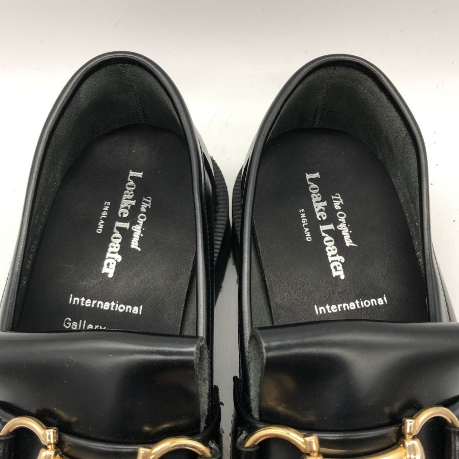 ローク ビットローファー ガラスレザー キルト メンズ ブラック サイズUK6E LOAKE 約24.5cm【AFD15】