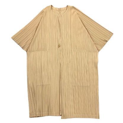 極美品◆プリーツプリーズ イッセイミヤケ プリーツコート PP91-JA163 ベージュ レディース サイズ3 PLEATS PLEASE ISSEY MIYAKE 【AFB16】