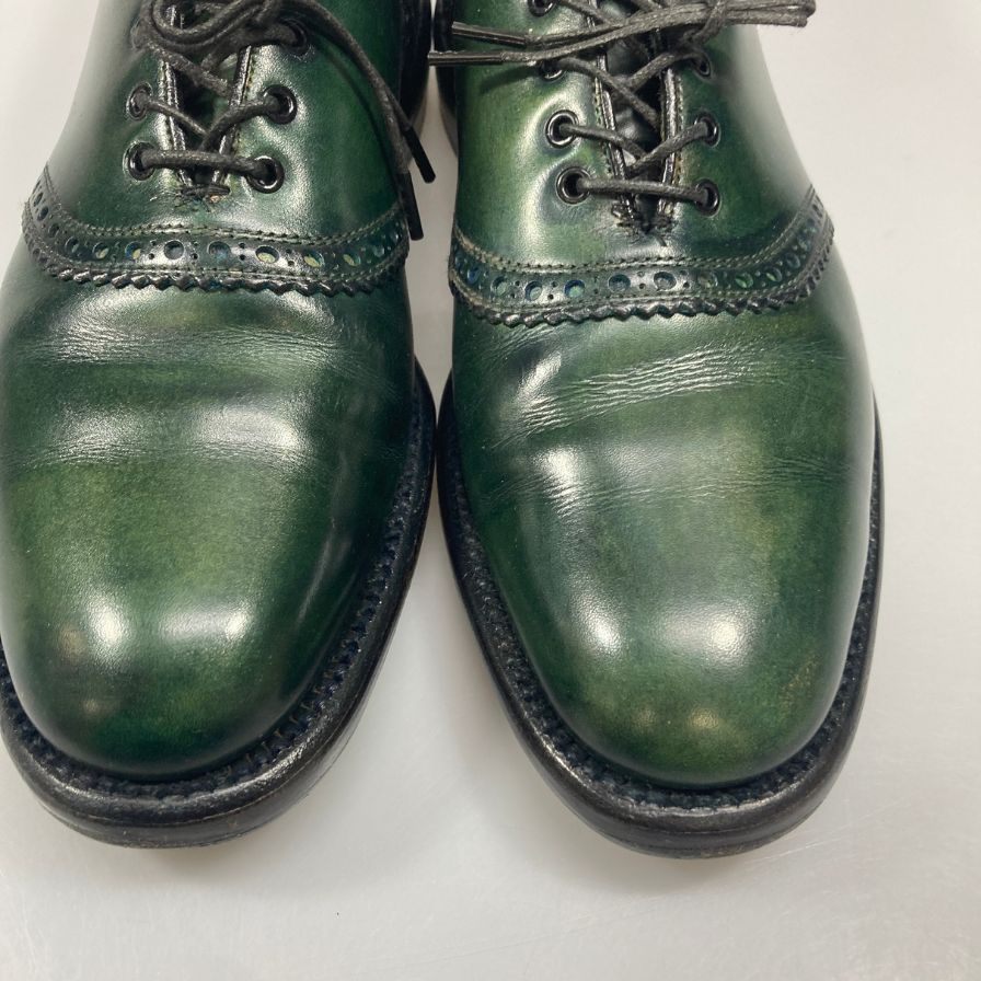 ブリティッシュウォーカーズ サドルシューズ カーフ グリーン サイズUK7相当 BRITISH WALKERS 約25.5cm【AFC47】
