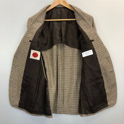 極美品◆トゥモローランド テーラードジャケット PILGRIM  ウール リネン シルク  ハウンドトゥース柄 ブラウン系 メンズ サイズ46 tomorrowland 【AFB12】