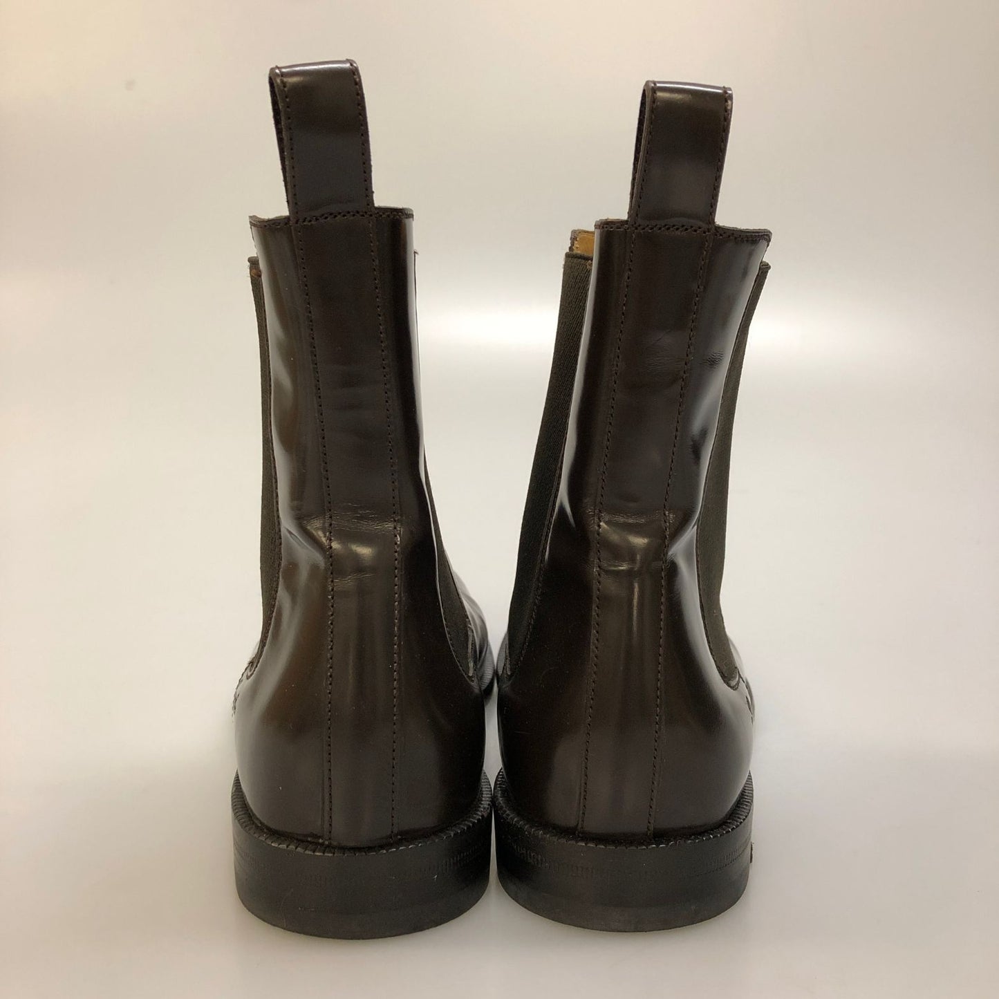 グッチ サイドゴアブーツ ガラスレザー 225106 ストレートチップ メンズ ブラウン サイズ7.5 GUCCI 約25.5cm【AFC43】