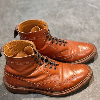 トリッカーズ ポールスミス別注 カントリーブーツ ウイングチップ マロン サイズUK9 メンズ Tricker’s ブーツ 約27.5cm【LA】【中古】