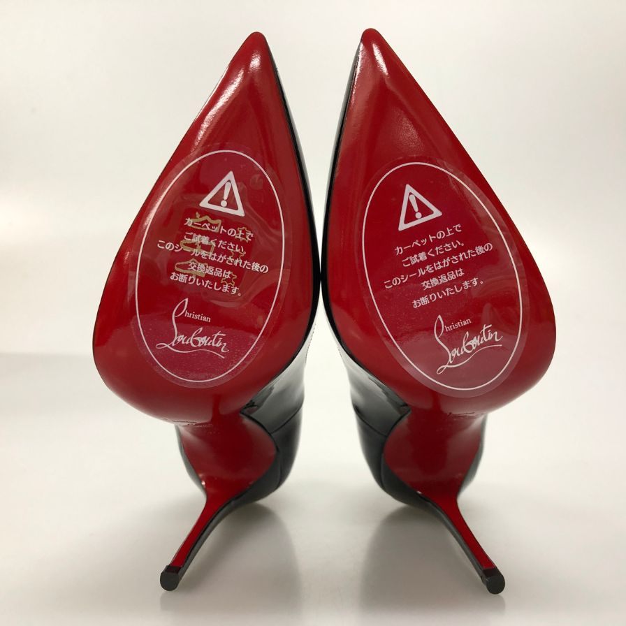 クリスチャン ルブタン パンプス パテントレザー ソーケイト ポインテッドトゥ ブラック レディース サイズ34 Christian Louboutin 約20.5cm【AFD15-2】