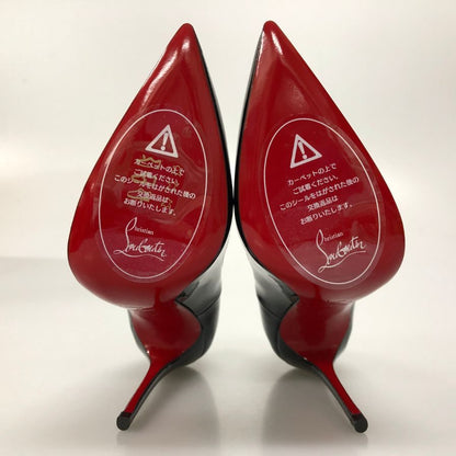 クリスチャン ルブタン パンプス パテントレザー ソーケイト ポインテッドトゥ ブラック レディース サイズ34 Christian Louboutin 約20.5cm【AFD15-2】