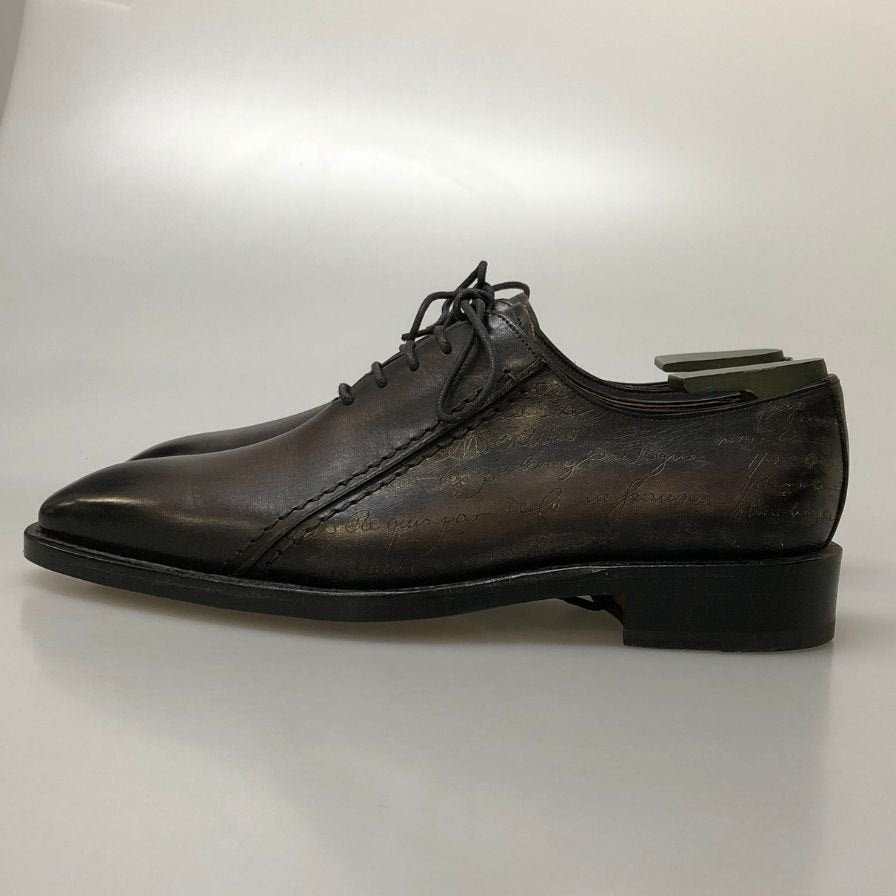 ベルルッティ カーフ レザーシューズ カリグラフィ切替 スクリット シュプリームハンドメイド メンズ サイズ7 パープル系 Berluti SUPREME HAND MADE 約25.5cm【AFC36】