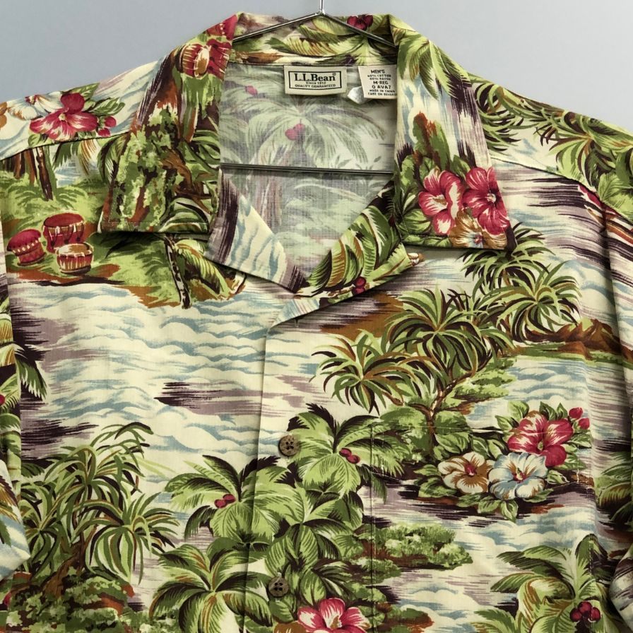 極美品◆エルエルビーン アロハシャツ 総柄 メンズ サイズM  L.L.Bean 【AFB15】