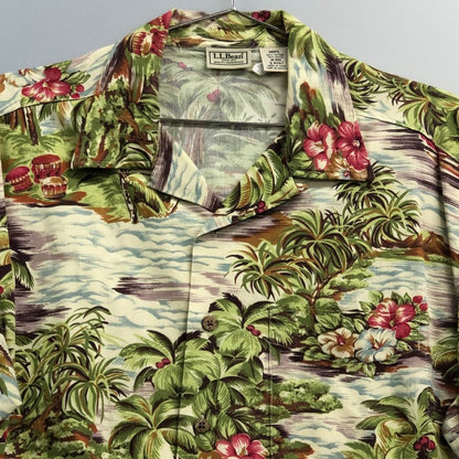 極美品◆エルエルビーン アロハシャツ 総柄 メンズ サイズM  L.L.Bean 【AFB15】