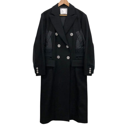 極美品◆サカイ 20年製 ドッキングロングコート レディース サイズ2 ブラック 20-05208 sacai 【AFB56】