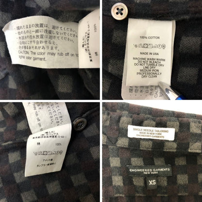 美品◆エンジニアガーメンツ 格子柄 長袖シャツ メンズ サイズXS ブラック ENGINEERED GARMENTS 【AFB26】