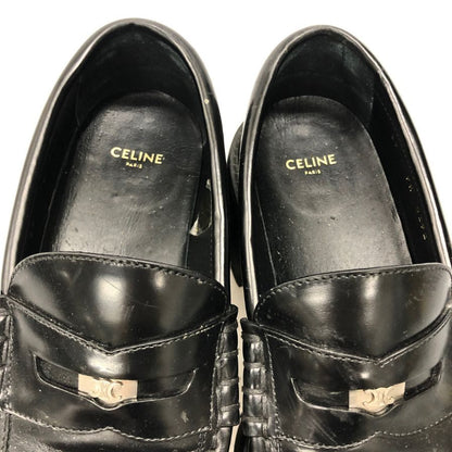 セリーヌ ローファー FA0292 トリオンフバルキーペニー レースアップシューズ  ブラック カーフ サイズ39 CELINE 約25.5cm【AFC2】