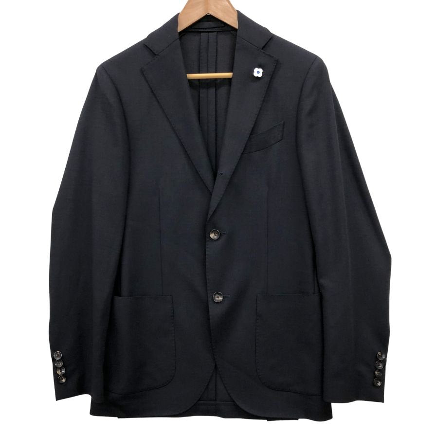 極美品◆ラルディーニ テーラードジャケット ウール メンズ ブラック サイズ42REG LARDINI 【AFB29】