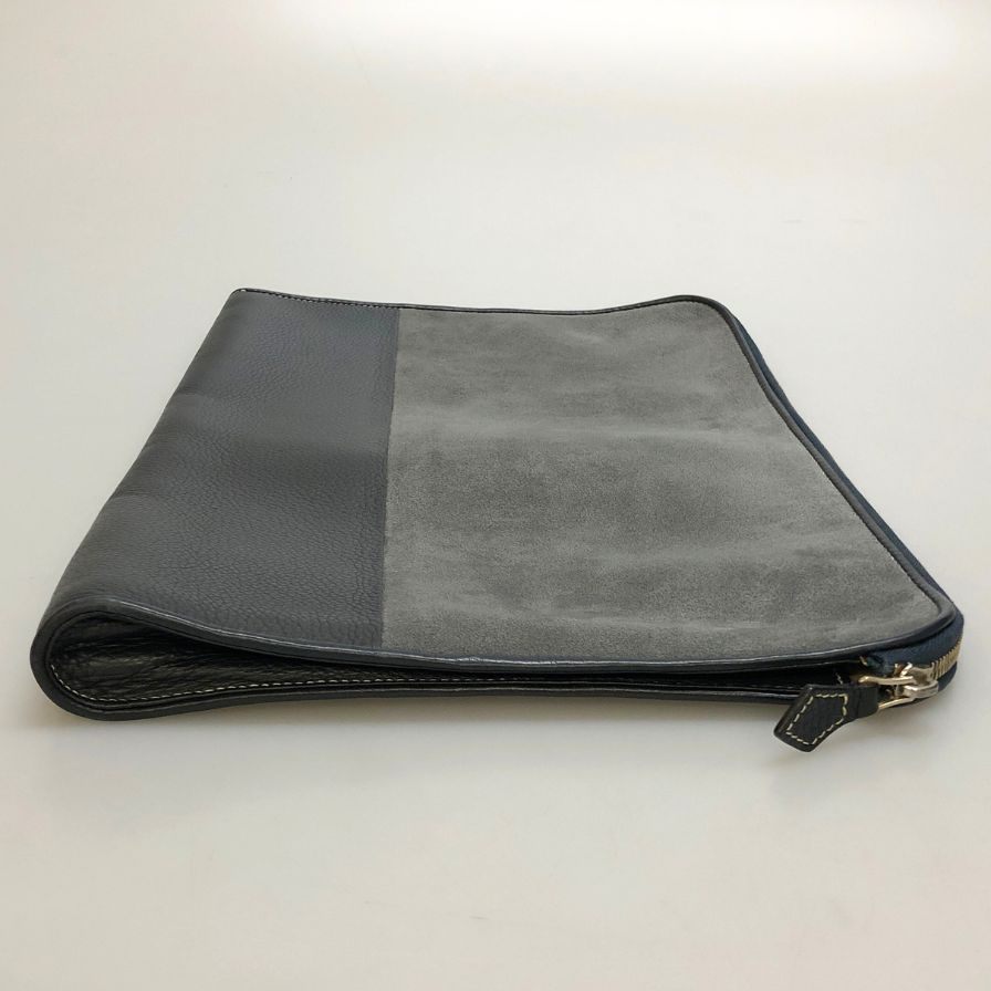 シセイ レザーケース タブレットケース ドキュメントケース スエード×レザー コンビ メンズ グレー Cisei FIRENZE【AFE3】【中古】