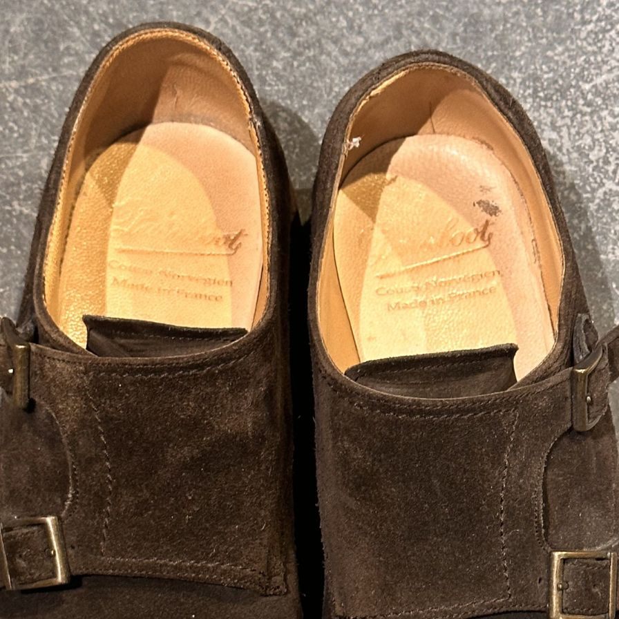 パラブーツ レザーシューズ ダブルモンクストラップ ウィリアム スエード メンズ ブラウン サイズUK7 Paraboot ビジネスシューズ 約25.5cm【LA】【中古】