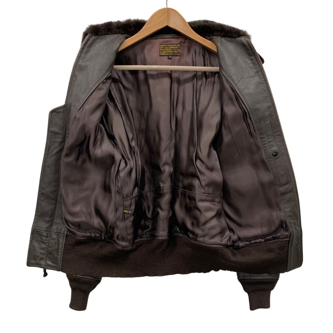 極美品◆J.A. デュボウ レザージャケット レプリカ G-1 J-7823AER G-1 USA製 サイズ38 メンズ ダークブラウン ゴートスキン JA DUBOW 【AFG1】