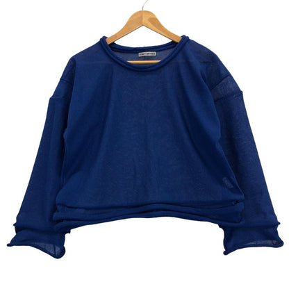 極美品◆イッセイミヤケ セーター ラウンドネック ネイビー サイズ2 レディース IM92KN515 ISSEY MIYAKE 【AFB26】