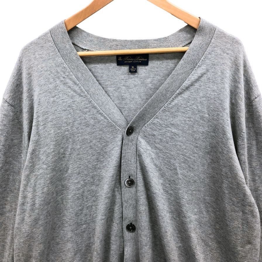 美品◆ブルックスブラザーズ カーディガン スピーマコットン グレー XL メンズ Brooks Brothers 【AFB8】