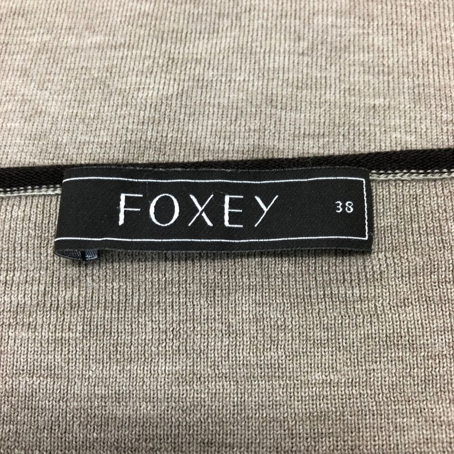 極美品◆フォクシー ニット トップス 袖刺繍 ウール100% 27324 レディース サイス38 ブラウン FOXEY 【AFB37】