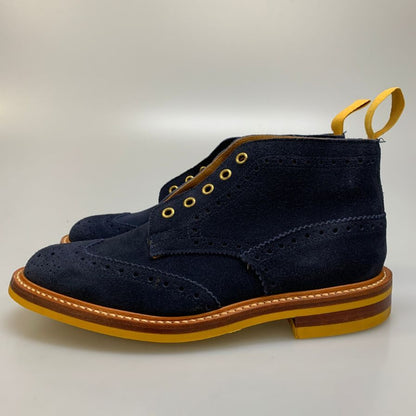 トリッカーズ カントリーブーツ M5833 ウィングチップ スエード メンズ サイズ 8 ブルー系 Tricker's ブーツ 約26.5cm【LA】【中古】