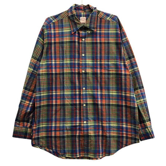 極美品◆ブルックスブラザーズ BDシャツ ゴール マドラス柄 メンズ サイズL マルチカラー BROOKS BROTHERS 【AFB14】