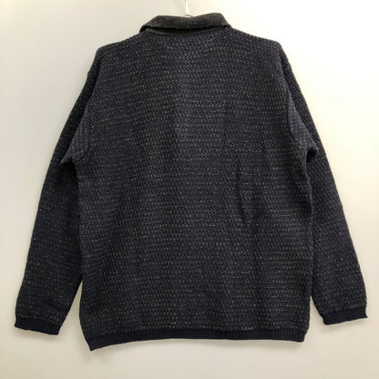 美品◆エルメネジルドゼニア ニットセーター ウール ハイネック スエードパイピング ネイビー系 サイズ50 メンズ Ermenegildo Zegna 【AFB27】