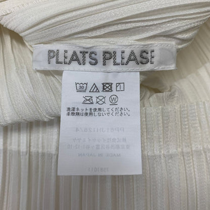 美品◆プリーツプリーズ ワンピース PP61JH126 イッセイミヤケ ポリエステル ホワイト サイズ4 レディース PLEATS PLEASE 【AFB21】