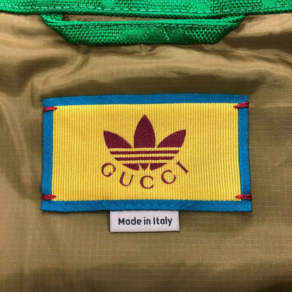極美品◆グッチ × アディダス ジャケット 22SS マクロGG 696651 ハーフジップ グリーン サイズ50 メンズ Gucci×adidas 【AFB48】