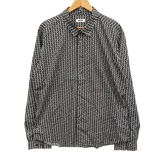 中古◆モスキーノ 長袖シャツ 総柄 メンズ ブラック ホワイト サイズ3XL MOSCHINO 【AFB20】