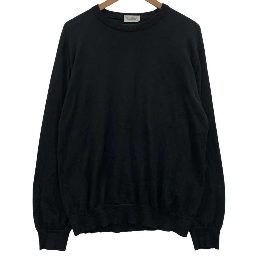 ジョンスメドレー ラウンドネック ニットセーター シーアイランドコットン メンズ サイズM ブラック JOHN SMEDLEY【LA】